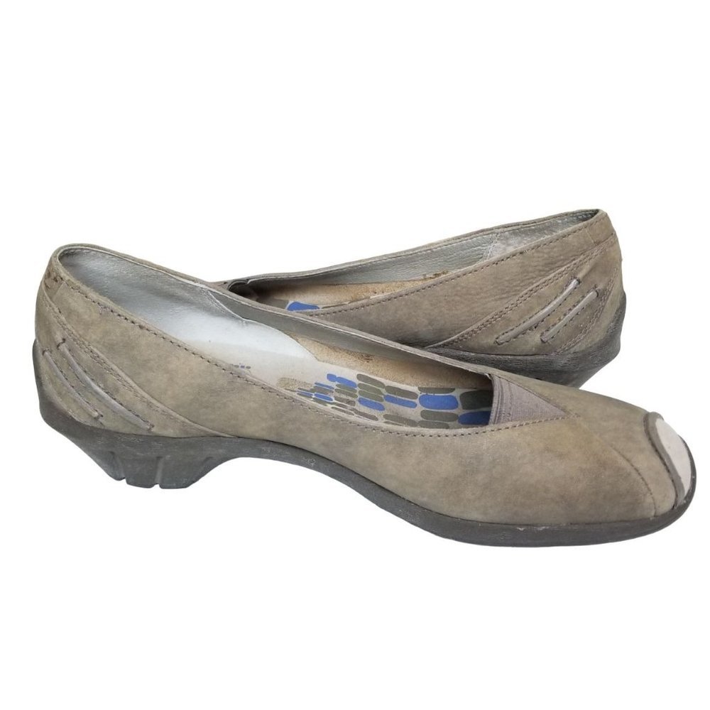 Merrell Womens 8.5 Brown Leather Slip On Peep Toe Isabella Brindle Flats Shoes